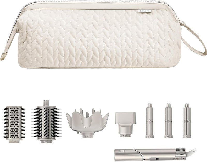 KarSyon Shark Flex Style Case for Dyson Airwrap Hair Dryer Brush Revlon Hair Tools Travel Bag Carrying Case Flat Curling Iron Organizer (Beige) - Image 3